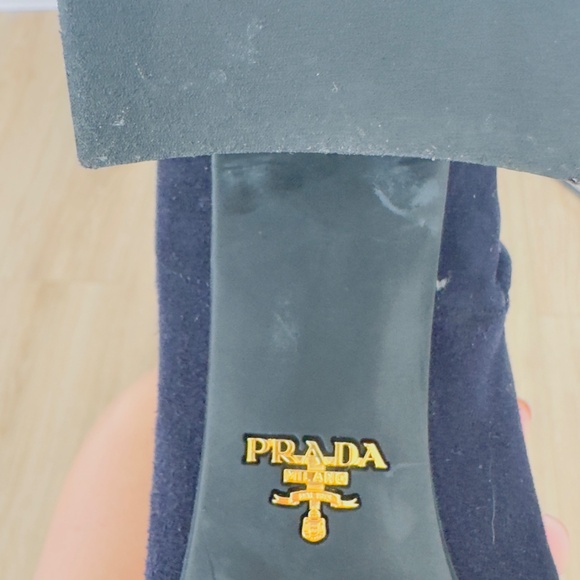 Navy Suede Prada Ankle Boots Size 8 - Picture 4 of 7